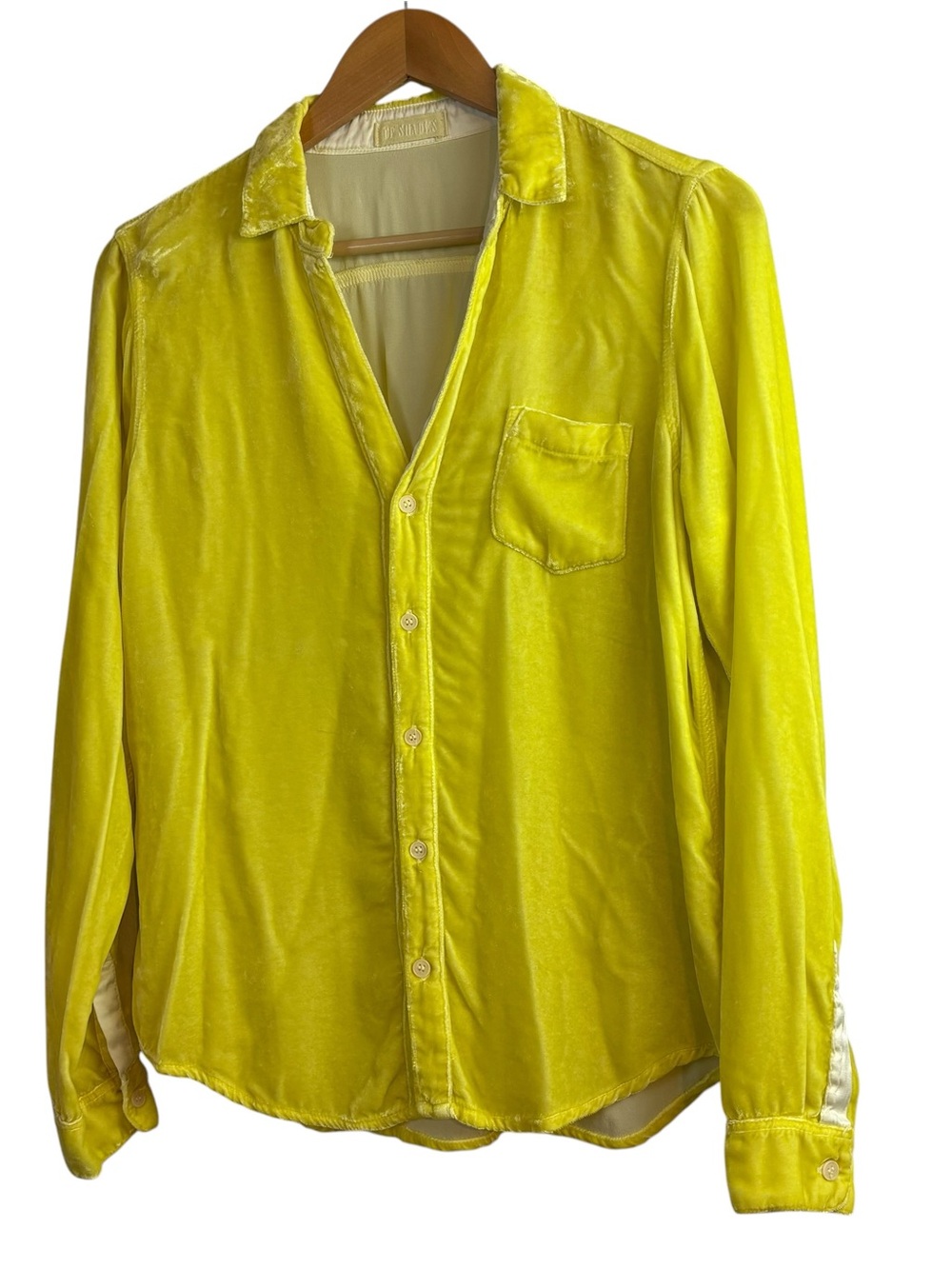 CP Shades Romy silk blend Crushed Velvet Button down Blouse Top Shirt S